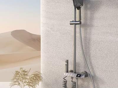 Modern Stainless Steel Wall Mounted Shower System with Handheld Sprayer and Temperature Control 3d model