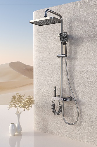 Modern shower creative scene spray gun hand spray desert vase blue sky e-commerce scene shower combination 3d model