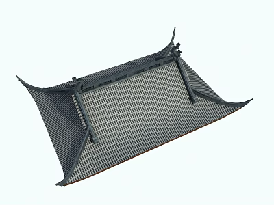 Traditional Architectural Roof Component With Grid Panel And Curved Edges 3d model