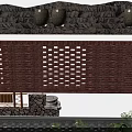 Modern Red Brick Feature Wall With Hollowed Out Geometric Patterns And Decorative Design 3d model