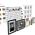 Stylish Photo Wall Design With Mixed Frames Grid Panel And Decorative Balls
