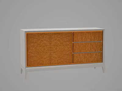 Modern Home Sideboard With Wooden Panel Drawers And White Frame Design 3d model