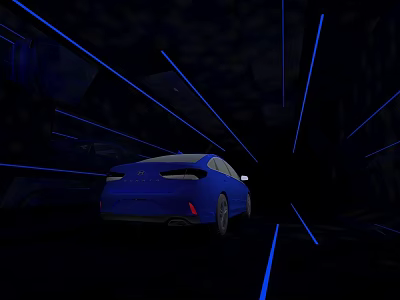 Modern Tobacco And Liquor Store With Blue Lighting And Tunnel Like Entrance Design 3d model