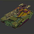 Futuristic Yellow And Blue Armored Tank With Advanced Turret And Track Details