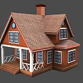 Charming Detached House With Brown Tile Roof Chimney Porch And White Railings