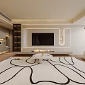 Modern Living And Dining Area Interior With Beige Sofa Round Coffee Table And Decorative Painting