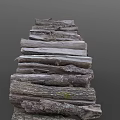 wood forest structure with large pile of firewood 3d model