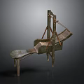 Historical Medieval Siege Weapon With Metal Frame And Projectile Arm