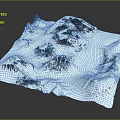 Detailed Snowy Mountain Terrain Model Featuring Multiple Peaks And Ridges