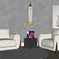 Modern leisure sofa combination single sofa side table chandelier combination 3d model