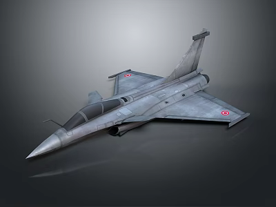 3D Rendering Of Modern Fighter Jet With Sleek Design And Red Insignia On Wings 3d model