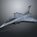 3D Rendering Of Modern Fighter Jet With Sleek Design And Red Insignia On Wings