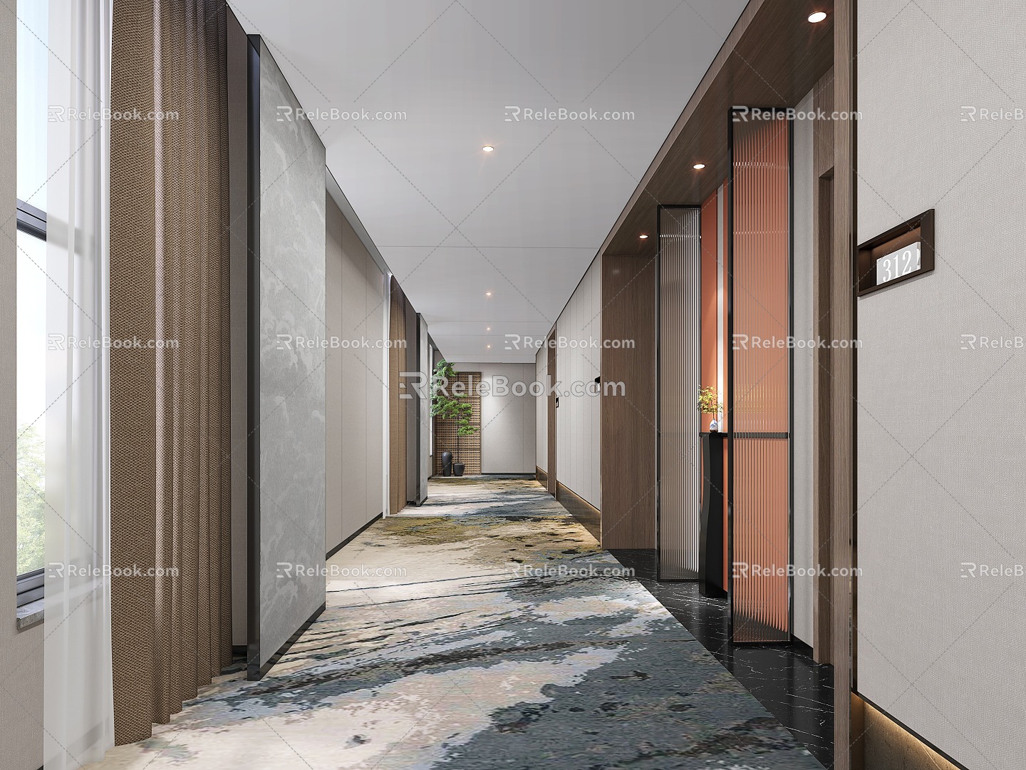 New Chinese Corridor Hotel Corridor 3d model