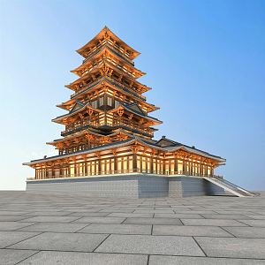 Chinese-style ancient building commercial street 3d model