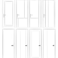 Modern Hinged Doors Featuring Wooden Gray And Glass Panel Designs 3d model