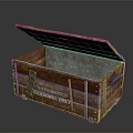 Open Lid Wooden Chest With Metal Interior Wooden Slats And Abandoned Personal Label
