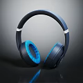 Deep Blue Wireless Over Ear Headphones With Modern Design Earcup Details And Reflective Finish