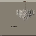 Poliform Modern Chandelier With Leaf Shaped Glass Pieces And Gold Chain