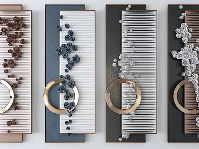 Modern Elegant Wall Decor With Various Designs Different Colors Metal Rings And Decorative Patterns 3d model