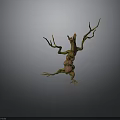 Fantasy Plant Sculpture With Tree Trunk Body And Branch Limbs In Green Brown