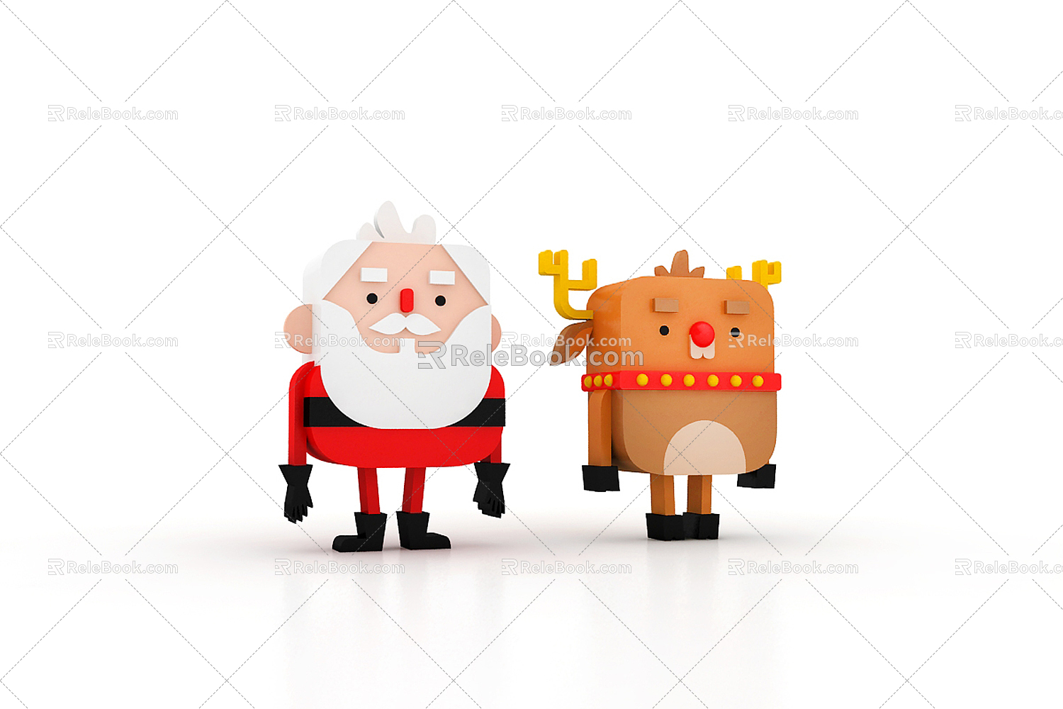 Modern Doll Cartoon Santa Claus Reindeer 3d model