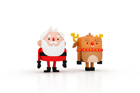 Modern Doll Cartoon Santa Claus Reindeer 3d model