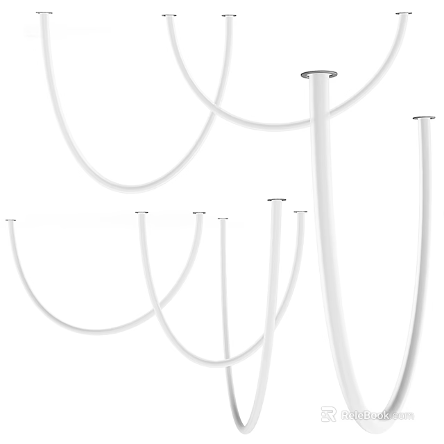 Modern Chandelier With Curved White Arms And Contemporary Design For Home Interiors 3d model 