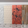 Different Wall Paneling Designs with White Geometric Beige Textured Red Patterned Wooden Metal Strips