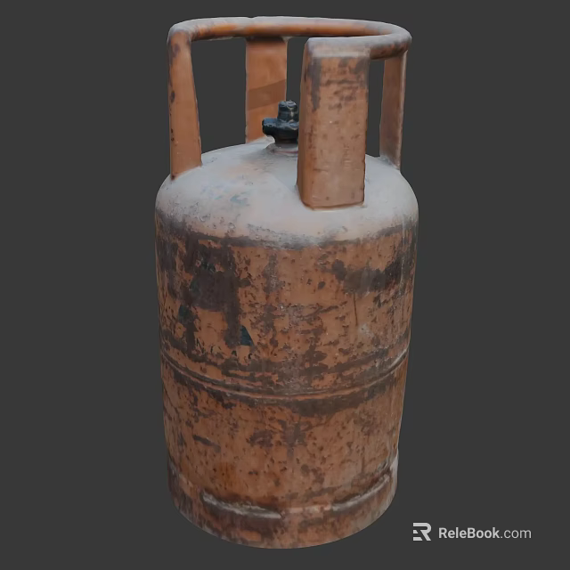 Old Rusty Metal Gas Cylinder With Worn Surface And Cylindrical Structure 3d model