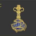 Decorative Blue And Gold Cup With Spiral Pattern Cork Stopper And Metal Handles