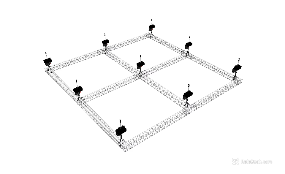 Industrial Equipment Metal Grid Support Structure Featuring Multiple Units 3d model 