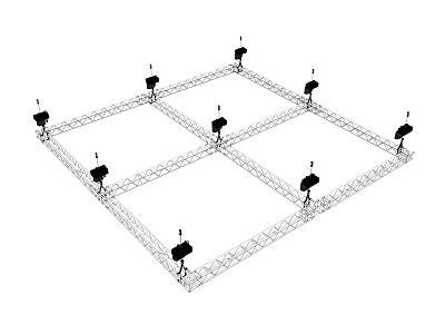 Industrial Equipment Metal Grid Support Structure Featuring Multiple Units 3d model