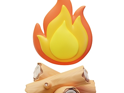 Modern Fire Torches Cartoon Fire 3d model