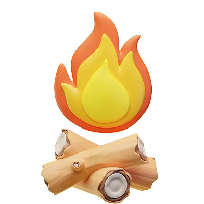 Stylish Decorative Ornament Set Featuring Flame Design And Wooden Logs for Home Decoration 3d model