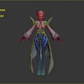 Game Movie Character Elf Like In Blue Silver Outfit With Glowing Accents And Armored Shoulders
