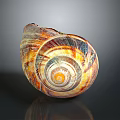 Vibrant Spiral Sea Snail Shell With Striped Pattern And Shiny Surface 3d model