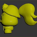 Pink Animated Character with Green Hat Yellow Accent Red Bowtie Brown Shoes and Angry Face