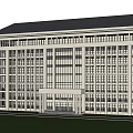 Modern Office Building Exterior With Large Glass Windows And Symmetrical Structure Design