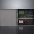 Industrial Control Panel With Grey Open Casing Display Screen And Red Knob