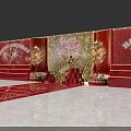 Red Festive Live Stream Studio With Dragon Decoration And Red Stage Backdrop 3d model