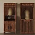 Traditional Chinese Wooden Cabinets with Lattice Design Drawers and Cabinet Doors