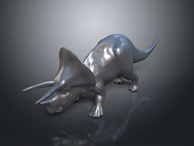 Silver Metallic Triceratops Model with Reflective Surface and Detailed Design 3d model