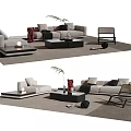 Modern Sofa Coffee Table Combination For Living Room With Minimalist Design And Decorative Elements 3d model