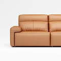 Multi Seater Brown Leather Modern Sofa With Sleek Design And Comfortable Armrests 3d model