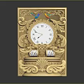 Antique Golden Ornate Carved Table Clock With White Dial And Calendar