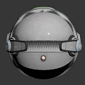 Futuristic Biomechanical Robot Character With Spherical Head And Round Eyes Top Antennas And Bottom Wheels