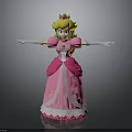 3D Princess Character Model In Pink Dress With Blonde Hair Crown And Outstretched Arms