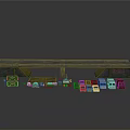 Gray Miniature Platform Scene With Colorful Model Vehicles And Green Containers