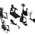 Various Home Gym Fitness Equipment With Treadmill Elliptical Rowing Machine And Stationary Bike