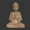 Golden Buddha Sculpture Carving In Sitting Posture With Detailed Hand Gesture
